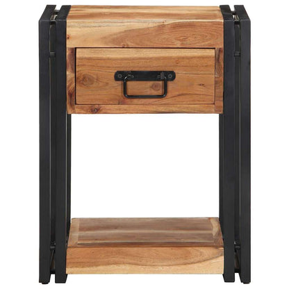 Sängbord Nattduksbord Trä med låda 2 pcs Brun 40 x 35 x 50 cm massivt akacia