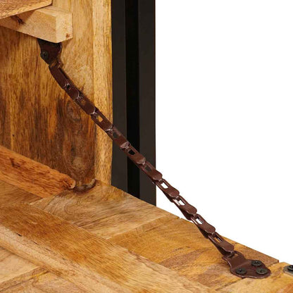 Skoställ Trä Skoskåp med hylla Brun 90 x 38 x 45 cm massivt mangoträ