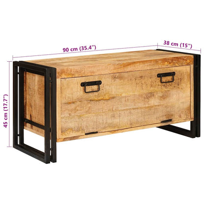 Skoställ Trä Skoskåp med hylla Brun 90 x 38 x 45 cm massivt mangoträ