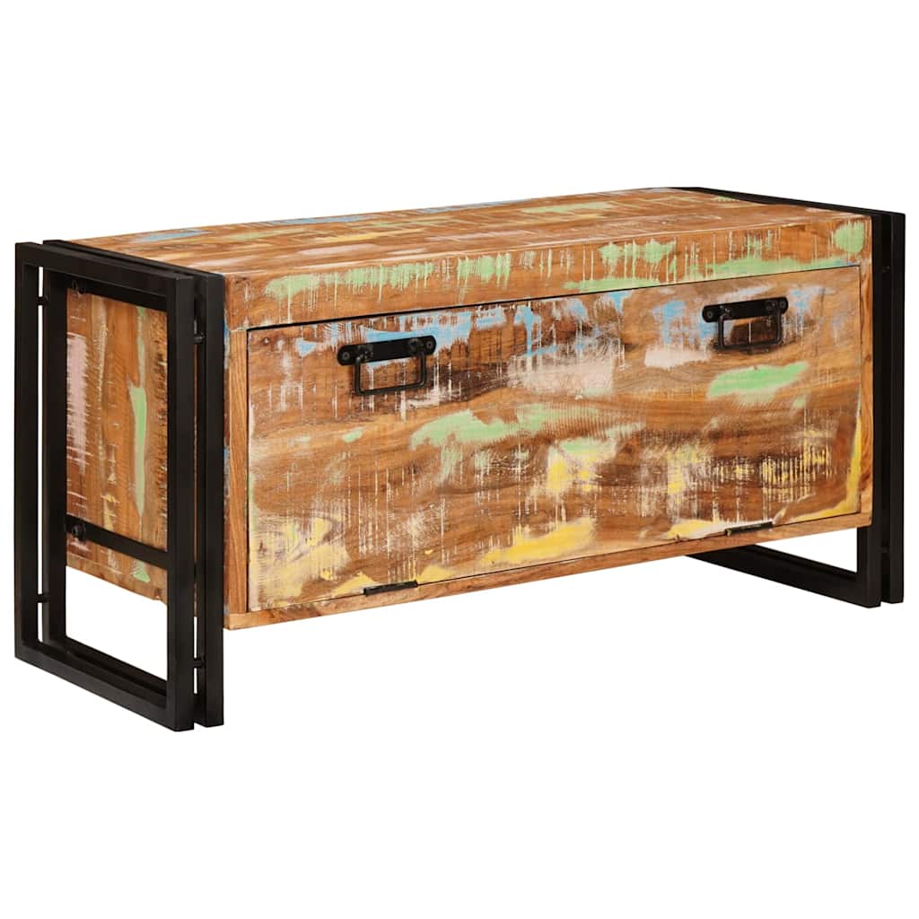 Skoställ Trä Skoskåp med hylla Brun 90 x 38 x 45 cm massivt återvunnet trä