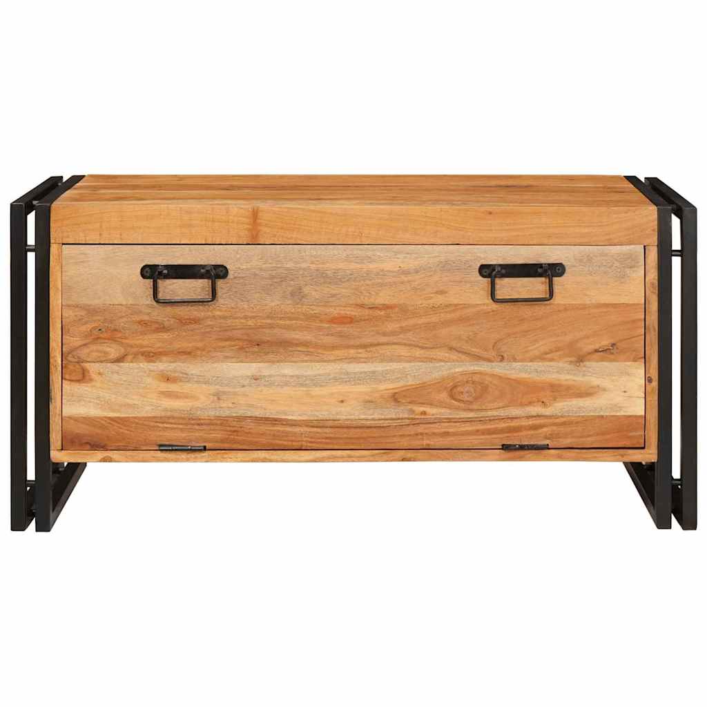 Skoställ Trä Skoskåp med hylla med dörr Brun 90 x 38 x 45 cm massivt akacia