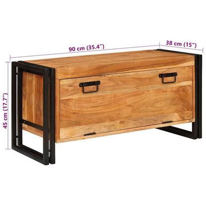 Skoställ Trä Skoskåp med hylla med dörr Brun 90 x 38 x 45 cm massivt akacia