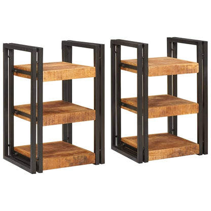 Sängbord 2 pcs Brun och svart 38 x 33 x 58 cm Massivt mangoträ