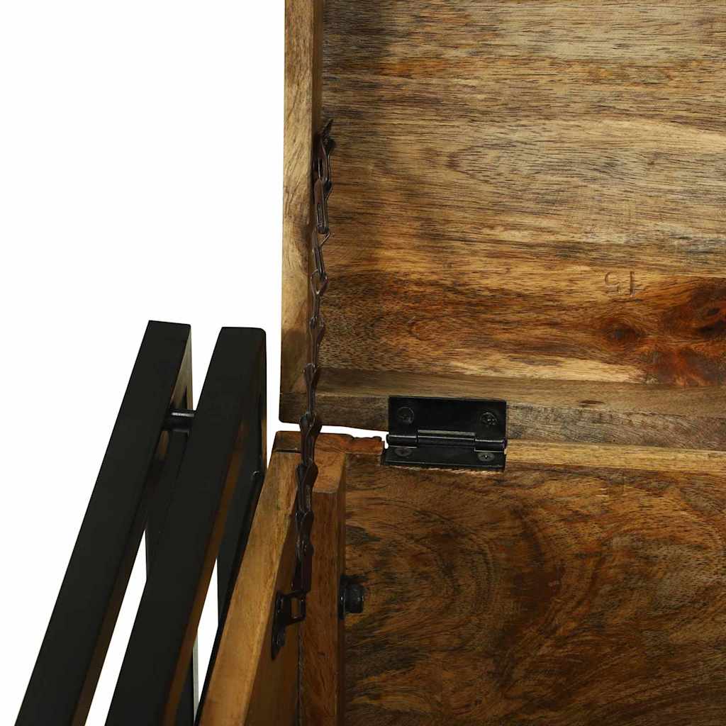 Förvaringsbänk Förvaringslåda Brun och Svart 40 x 40 x 40 cm massivt mangoträ