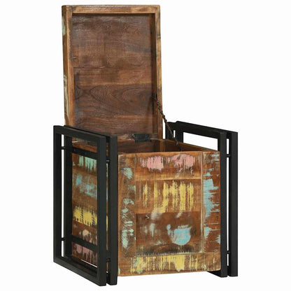 Förvaringsbänk Förvaringslåda Brun och Svart 40 x 40 x 40 cm Massivt akaciaträ