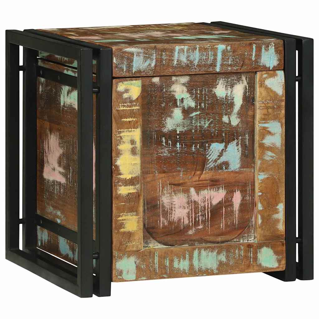 Förvaringsbänk Förvaringslåda Brun och Svart 40 x 40 x 40 cm Massivt akaciaträ