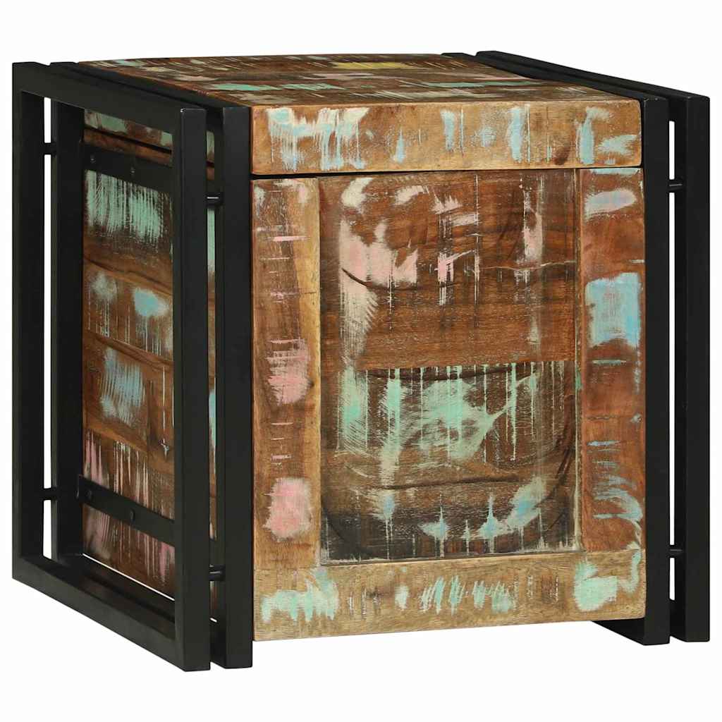 Förvaringsbänk Förvaringslåda Brun och Svart 40 x 40 x 40 cm Massivt akaciaträ