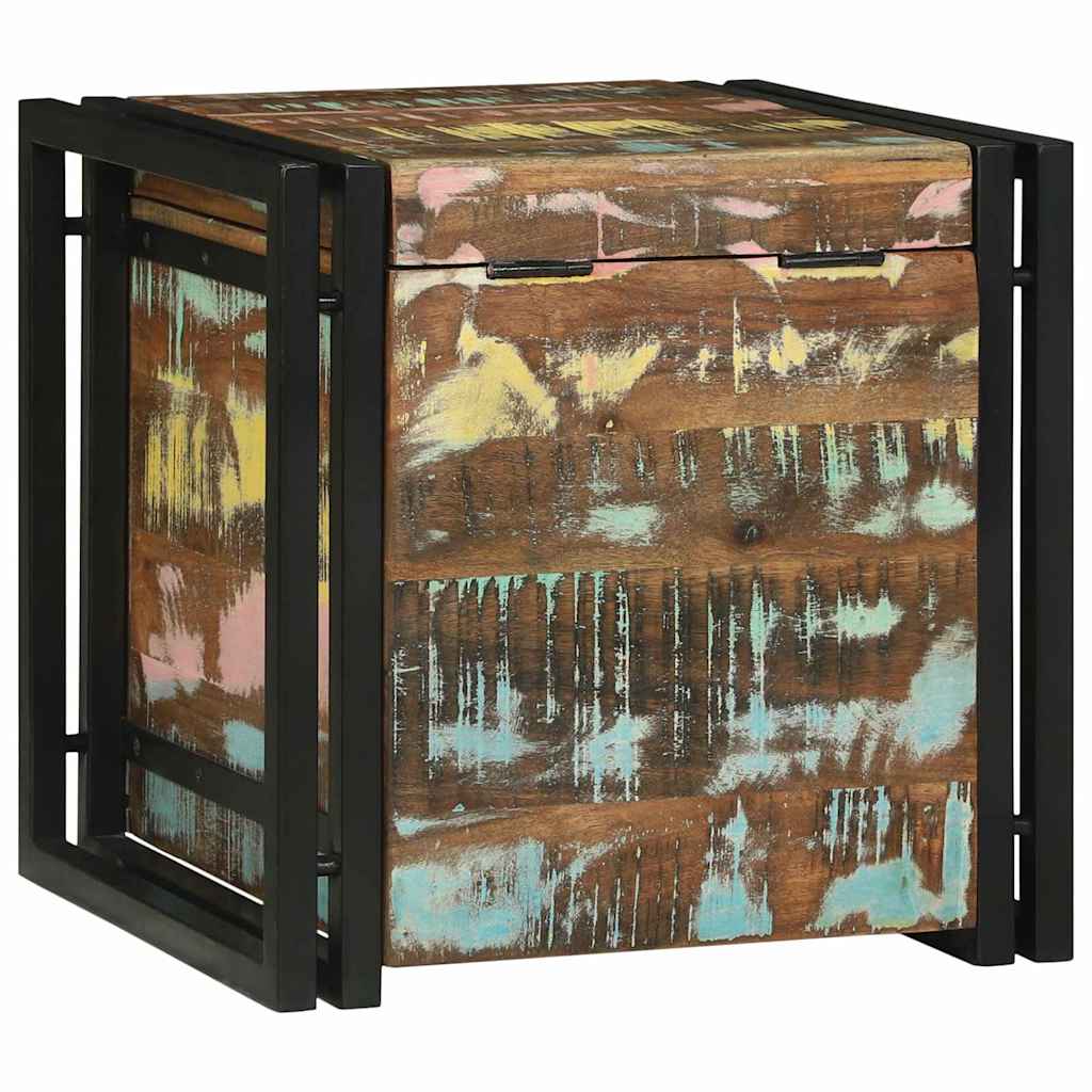 Förvaringsbänk Förvaringslåda Brun och Svart 40 x 40 x 40 cm Massivt akaciaträ