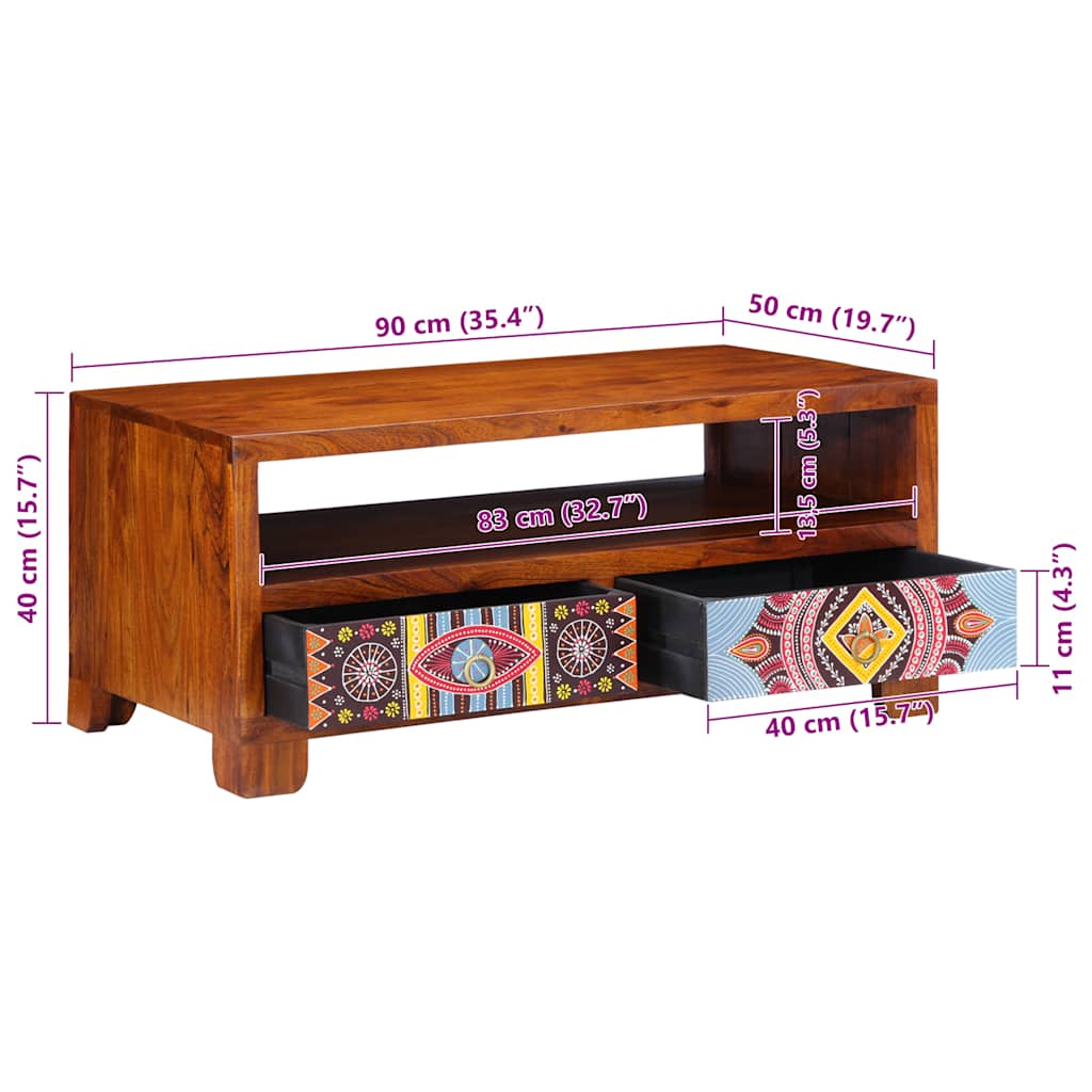 Soffbord Trä 90x50x40 cm massivt akaciaträ