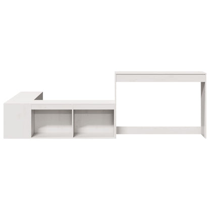 Sängbord Nattduksbord Vit Sängskåp med skrivbord 232x122x75 cm massiv furu