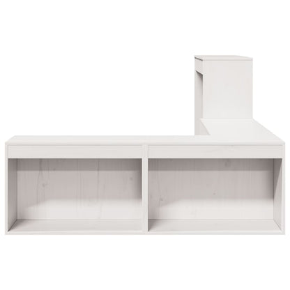Sängbord Nattduksbord Vit Sängskåp med skrivbord 232x122x75 cm massiv furu