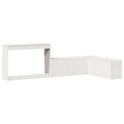 Sängbord Nattduksbord Vit Sängskåp med skrivbord 232x122x75 cm massiv furu