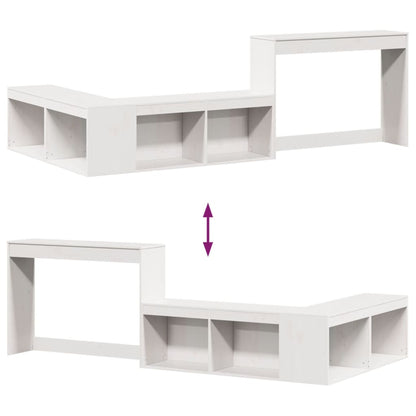 Sängbord Nattduksbord Vit Sängskåp med skrivbord 232x122x75 cm massiv furu