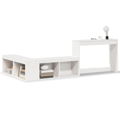 Sängbord Nattduksbord Vit Sängskåp med skrivbord 232x112x75 cm massiv furu