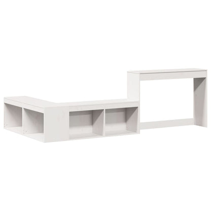 Sängbord Nattduksbord Vit Sängskåp med skrivbord 232x112x75 cm massiv furu
