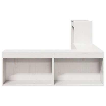 Sängbord Nattduksbord Vit Sängskåp med skrivbord 232x112x75 cm massiv furu