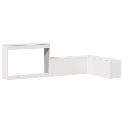 Sängbord Nattduksbord Vit Sängskåp med skrivbord 232x112x75 cm massiv furu