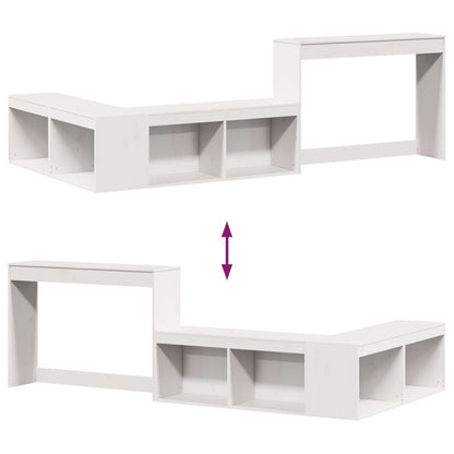 Sängbord Nattduksbord Vit Sängskåp med skrivbord 232x112x75 cm massiv furu