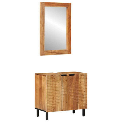 Badrumsmöbelset 2 pcs Brun 62 x 33 x 58 cm massivt akacia