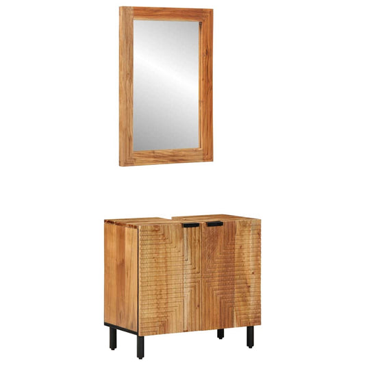 Badrumsmöbelset 2 pcs Brun 62 x 33 x 58 cm massivt akacia
