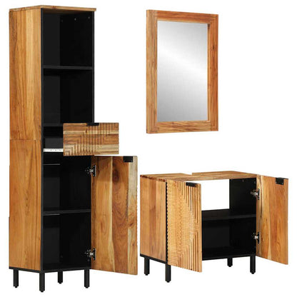 Badrumsmöbelset 3 pcs Brun 62 x 33 x 58 cm massivt akacia