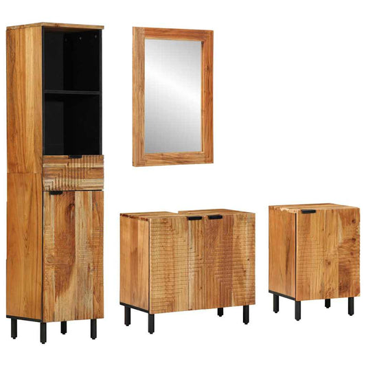 Badrumsmöbelset 4 pcs Brun 62 x 33 x 58 cm massivt akacia