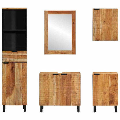 Badrumsmöbelset 5 pcs Brun 38 x 33 x 160 cm massivt akacia