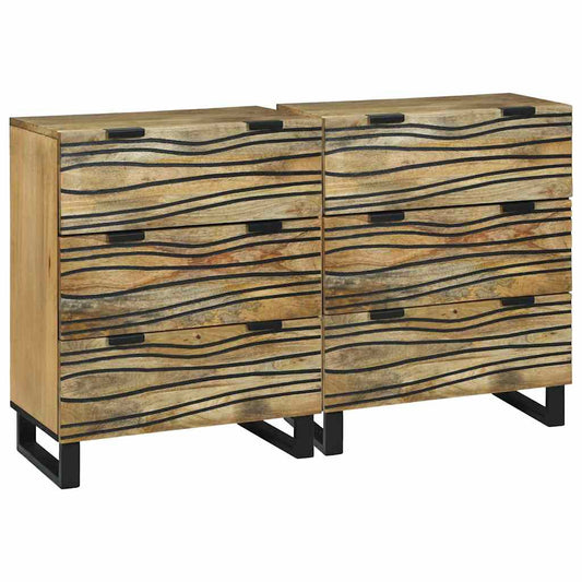 Skåp med låda 2 pcs Brun 60 x 33.5 x 75 cm massivt mangoträ