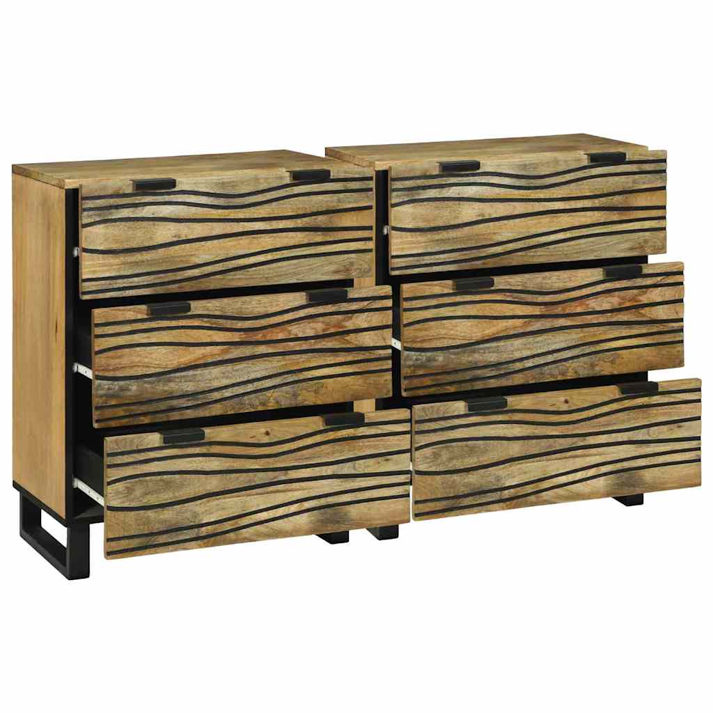 Skåp med låda 2 pcs Brun 60 x 33.5 x 75 cm massivt mangoträ
