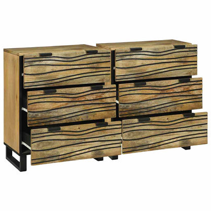 Skåp med låda 2 pcs Brun 60 x 33.5 x 75 cm massivt mangoträ