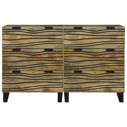Skåp med låda 2 pcs Brun 60 x 33.5 x 75 cm massivt mangoträ