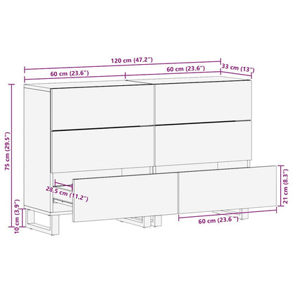 Skåp med låda 2 pcs Brun 60 x 33.5 x 75 cm massivt mangoträ
