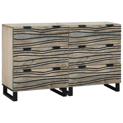 Skåp med låda 2 pcs Vit 60 x 33.5 x 75 cm massivt mangoträ