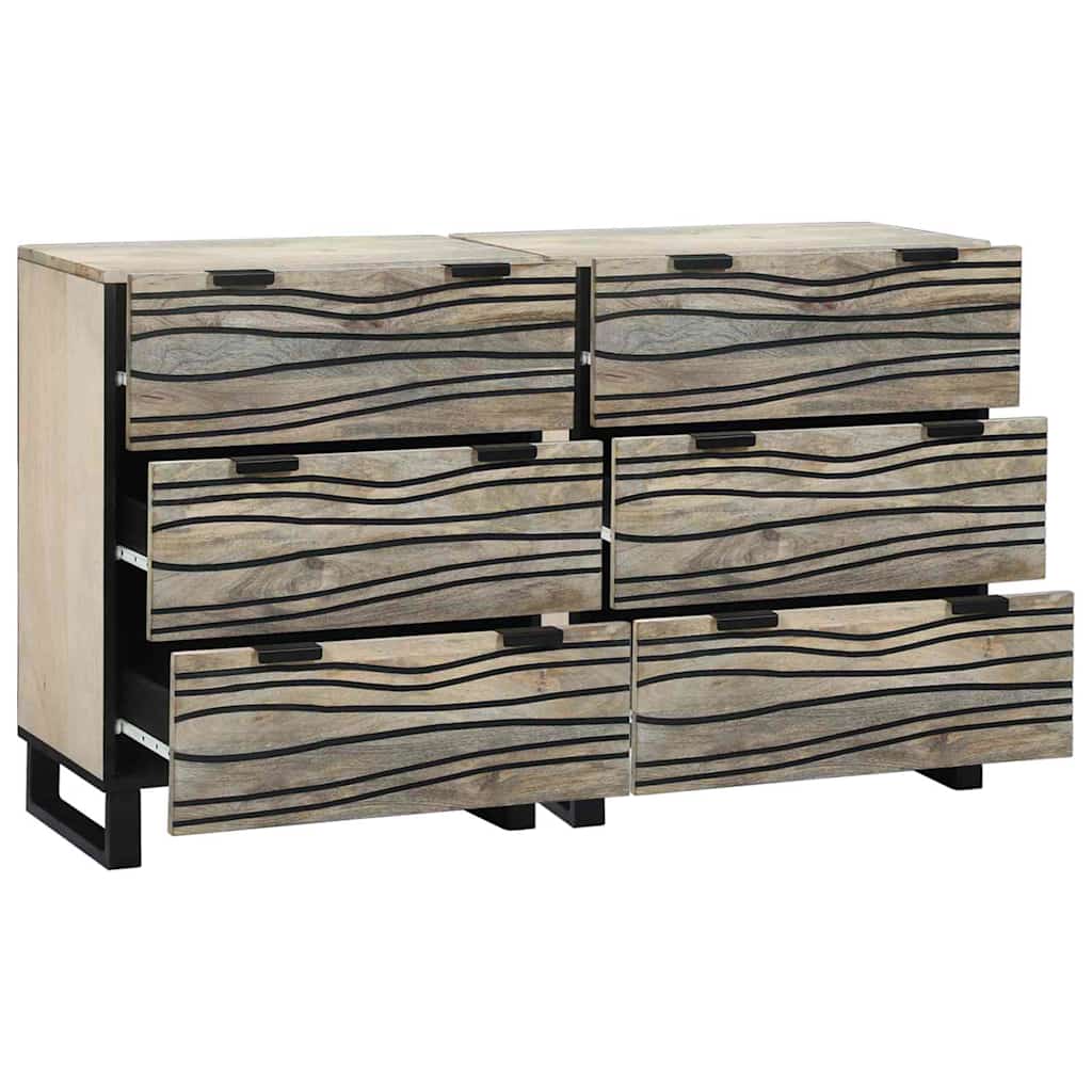 Skåp med låda 2 pcs Vit 60 x 33.5 x 75 cm massivt mangoträ