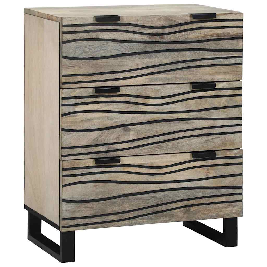 Skåp med låda 2 pcs Vit 60 x 33.5 x 75 cm massivt mangoträ