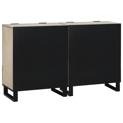 Skåp med låda 2 pcs Vit 60 x 33.5 x 75 cm massivt mangoträ