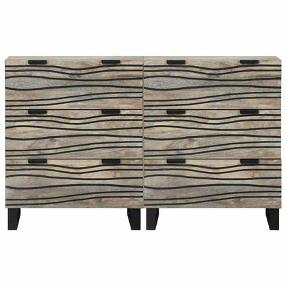 Skåp med låda 2 pcs Vit 60 x 33.5 x 75 cm massivt mangoträ