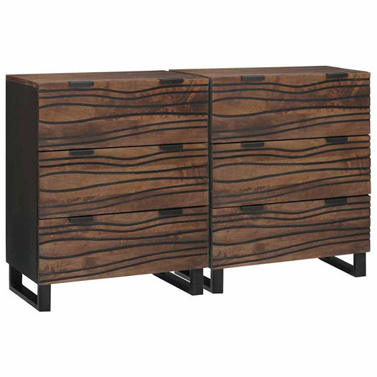 Skåp med låda 2 pcs Brun 60 x 33.5 x 75 cm massivt mangoträ