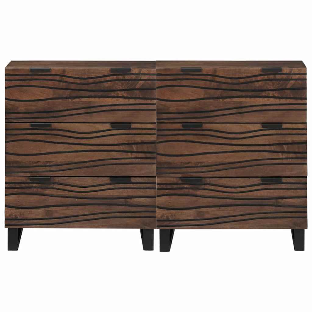 Skåp med låda 2 pcs Brun 60 x 33.5 x 75 cm massivt mangoträ
