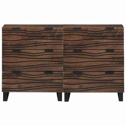 Skåp med låda 2 pcs Brun 60 x 33.5 x 75 cm massivt mangoträ