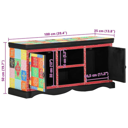 TV-skåp Flerfärgsdesign 100 x 35 x 50 cm Massivt Mangoträ