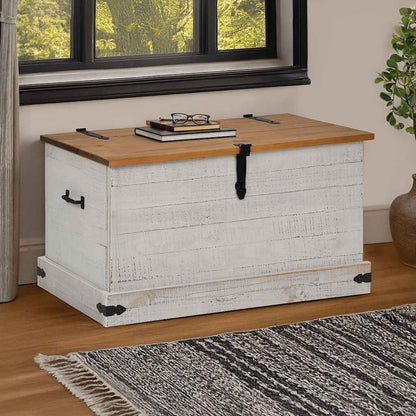 Förvaringskista HALDEN Vit 91x48x47 cm massiv Trä furu