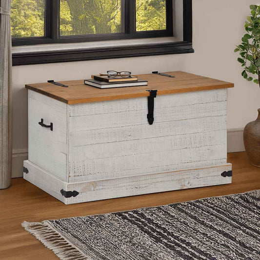 Förvaringskista HALDEN Vit 91x48x47 cm massiv Trä furu