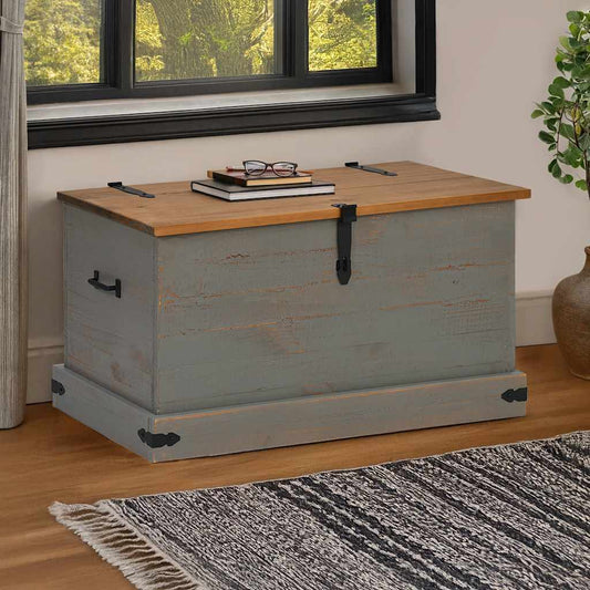 Förvaringskista HALDEN Grå 91x48x47 cm massiv Trä furu