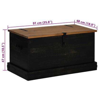 Förvaringskista HALDEN Svart 91x48x47 cm massiv Trä furu