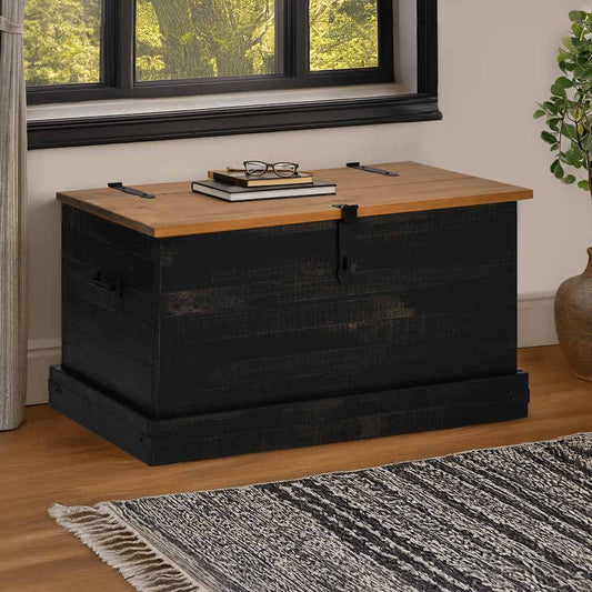 Förvaringskista HALDEN Svart 91x48x47 cm massiv Trä furu