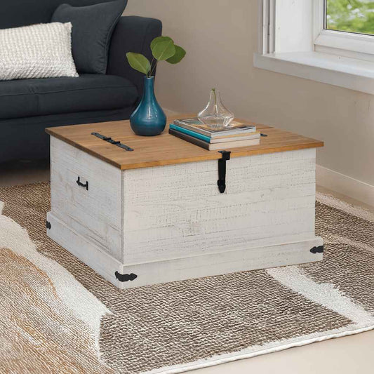 Förvaringskista HALDEN Vit 91x91x47 cm massiv Trä furu