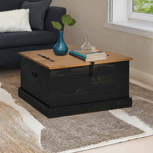 Förvaringskista HALDEN Svart 91x91x47 cm massiv Trä furu