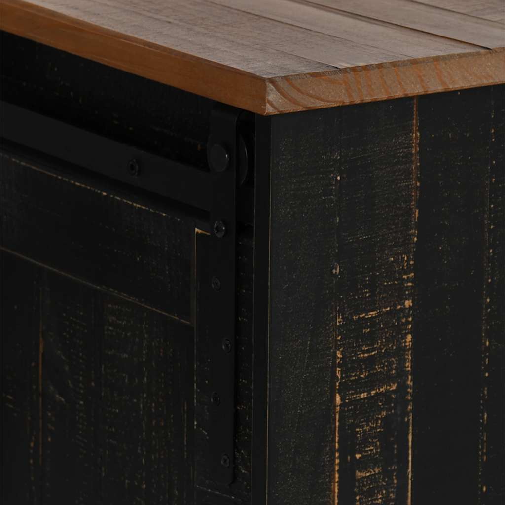 TV-Möbel Svart TV-Bänk HALDEN 2 skjutdörrar 150x40x60 cm massivt trä