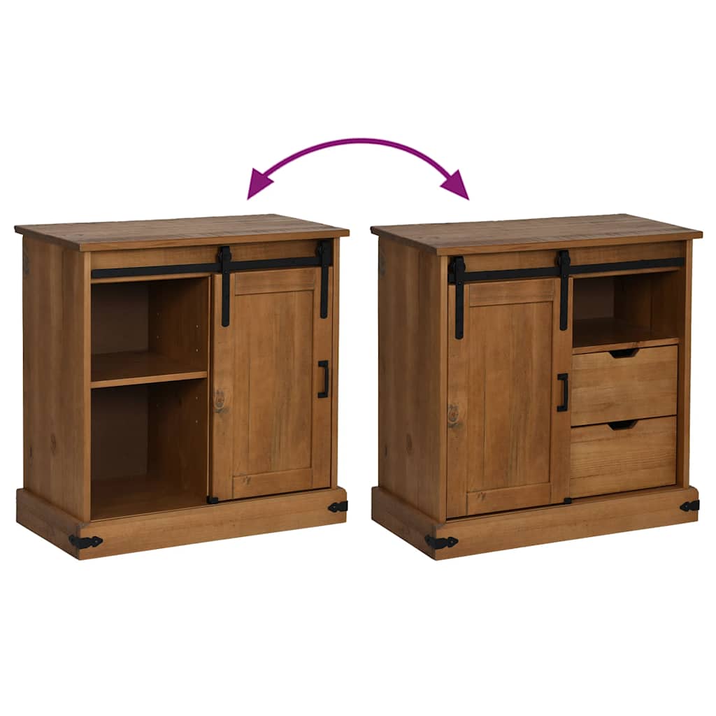 Skänk Trä HALDEN med skjutdörr 80x40x80 cm massivt trä